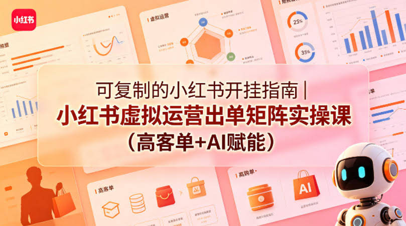 可复制的小红书开挂指南|小红书虚拟运营出单矩阵实操课(高客单+AI赋能)