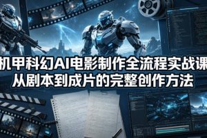机甲科幻AI电影制作全流程实战课，从剧本到成片的完整创作方法