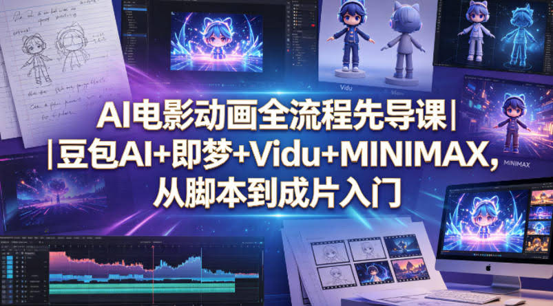 AI电影动画全流程先导课｜豆包AI+即梦+Vidu+MINIMAX，从脚本到成片入门