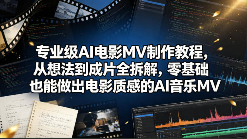 专业级AI电影MV制作教程,从想法到成片全拆解,零基础也能做出电影质感的AI音乐MV