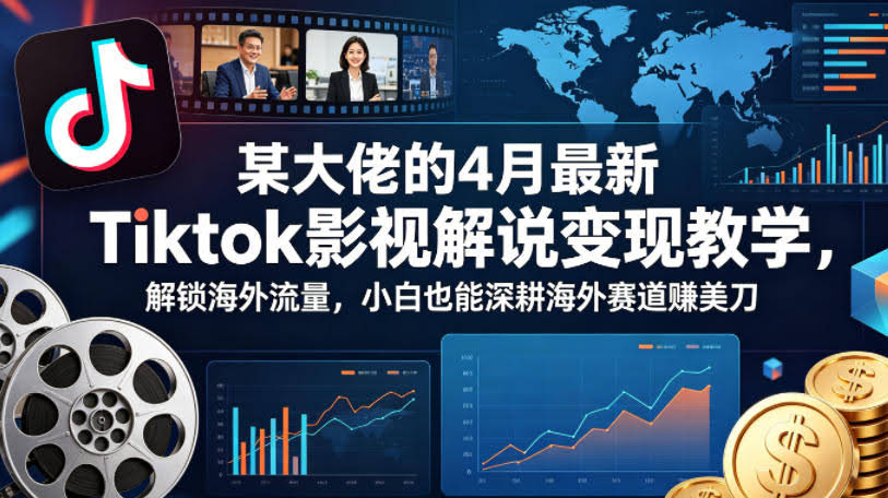 某大佬的4月最新Tiktok影视解说变现教学，解锁海外流量，小白也能深耕海外赛道賺美刀（更新）
