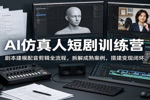 AI仿真人短剧训练营：剧本建模配音剪辑全流程，拆解成熟案例，搭建变现闭环