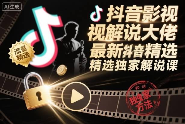抖音影视解说大佬最新抖音进精选和独家方法,精选独家解说课(更新26年3月)