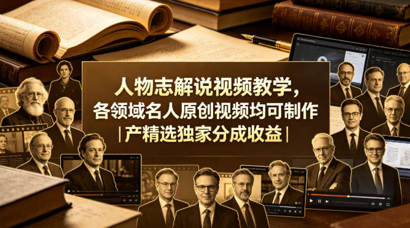 人物志解说视频教学,各领域名人原创视频均可制作丨精选独家分成收益