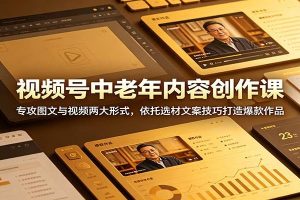 视频号中老年内容创作课：专攻图文与视频两大形式，依托选材文案技巧打造爆款作品