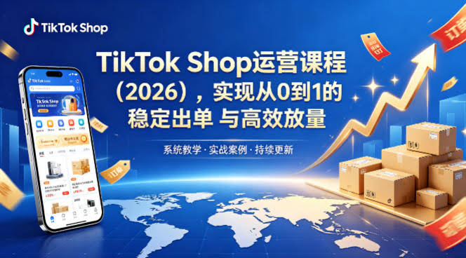 TikTok Shop运营课程(2026),实现从0到1的稳定出单与高效放量
