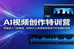 AI视频创作特训营：零基础入门到精通，玩转DS工具搭配剪辑技巧打造爆款视频