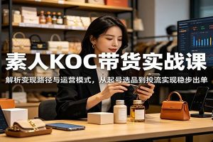 素人KOC带货实战课：解析变现路径与运营模式，从起号选品到投流实现稳步出单