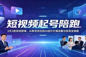 短视频起号陪跑：3天2夜系统授课，从账号定位到AI成片打通流量与变现全链路
