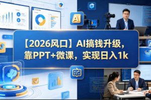 【2026风口】AI搞钱升级，靠PPT+微课，实现日入1k
