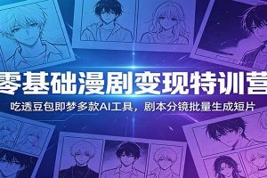 零基础漫剧变现特训营：吃透豆包即梦多款AI工具，剧本分镜批量生成短片