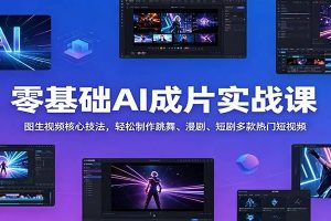 零基础AI成片实战课：图生视频核心技法，轻松制作跳舞、漫剧、短剧多款热门短视频