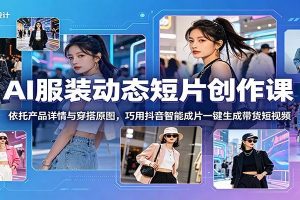 AI服装动态短片创作课：依托产品详情与穿搭原图，巧用抖音智能成片一键生成带货短视频