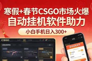 （17429期）寒假+春节CSGO市场火爆，配合游戏自动挂机软件，小白只用一台手机也可日入300+