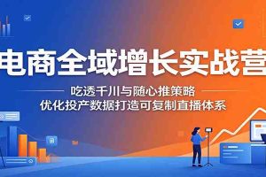 电商全域增长实战营：吃透千川与随心推策略，优化投产数据打造可复制直播体系