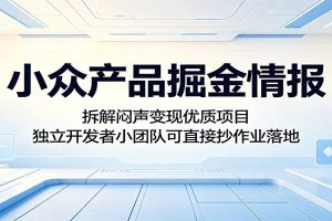 小众产品掘金情报：拆解闷声变现优质项目，独立开发者小团队可直接抄作业落地