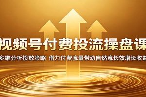 视频号付费投流操盘课：多维分析投放策略，借力付费流量带动自然流长效增长收益