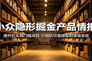 小众隐形掘金产品情报：避开巨头高门槛项目，小团队可直接复刻落地变现