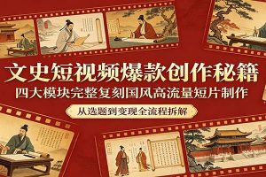 文史短视频爆款创作秘籍：四大模块完整复刻国风高流量短片制作