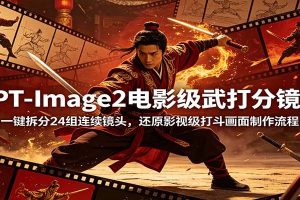GPT-Image2电影级武打分镜课：一键拆分24组连续镜头，还原影视级打斗画面制作流程