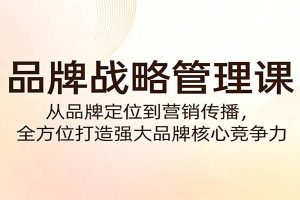 品牌战略管理课：从品牌定位到营销传播，全方位打造强大品牌核心竞争力